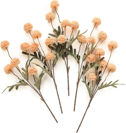 5pcs Apricot Peach Faux Silk Mums Artificial Flowers, Bulk Fake Small Mini Chrysanthemums with Stems for DIY Wedding Centerpieces Floral Arrangements Vase Fillers Home Decorations