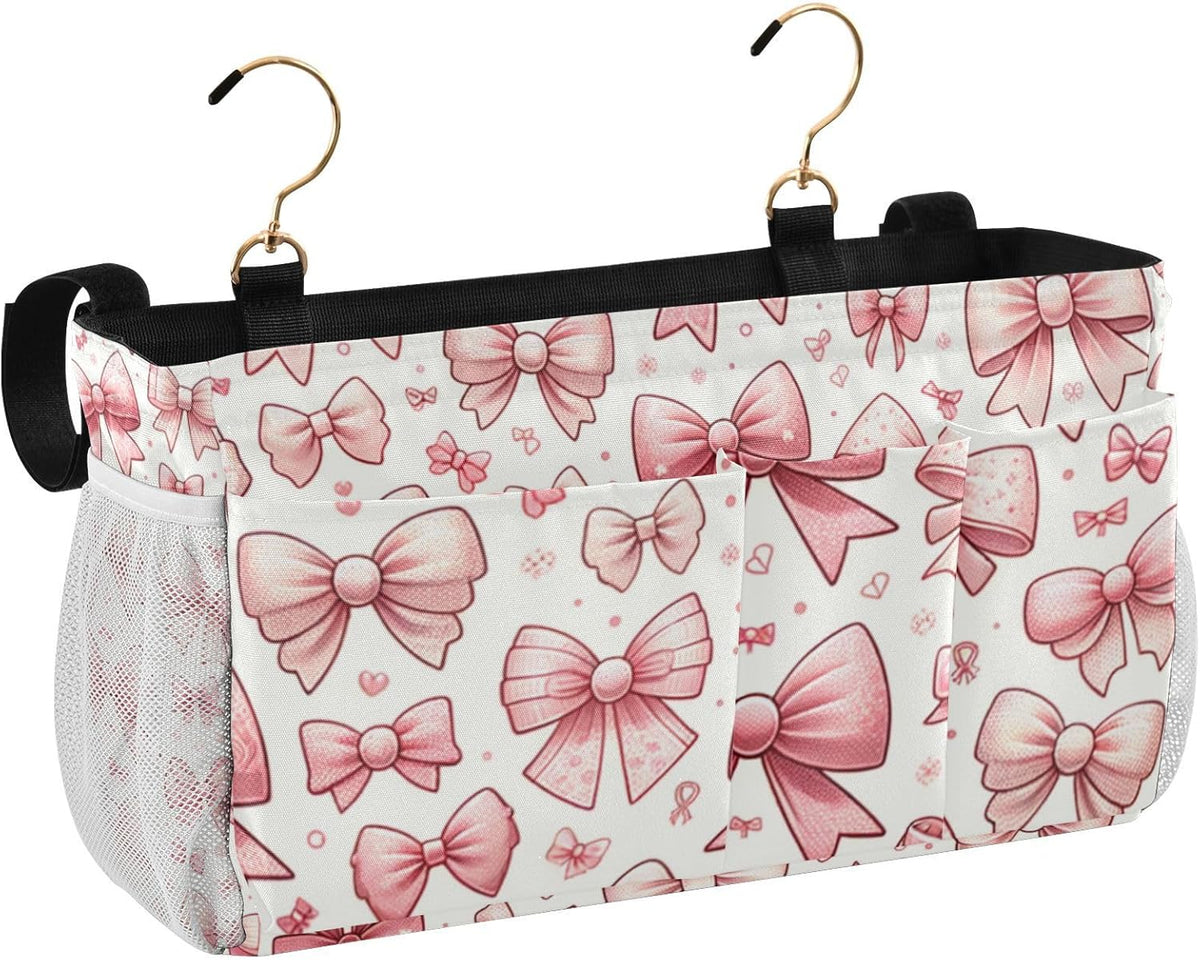 Pink Bow Bowknot Bedside Caddy Bedside Organizer Bedside Storage Caddy College Dorm Bed Accessories