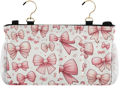 Pink Bow Bowknot Bedside Caddy Bedside Organizer Bedside Storage Caddy College Dorm Bed Accessories
