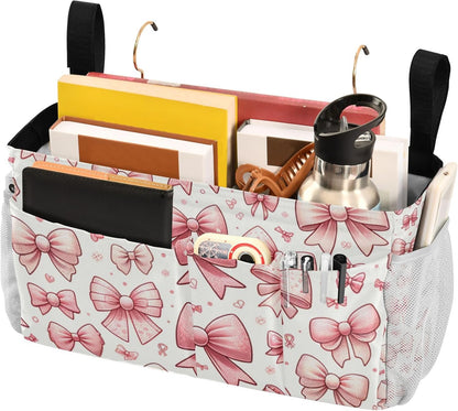 Pink Bow Bowknot Bedside Caddy Bedside Organizer Bedside Storage Caddy College Dorm Bed Accessories