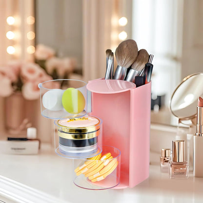 Hair Accessories Organizer With Hair Brush Holder, Pink, 3-Layer