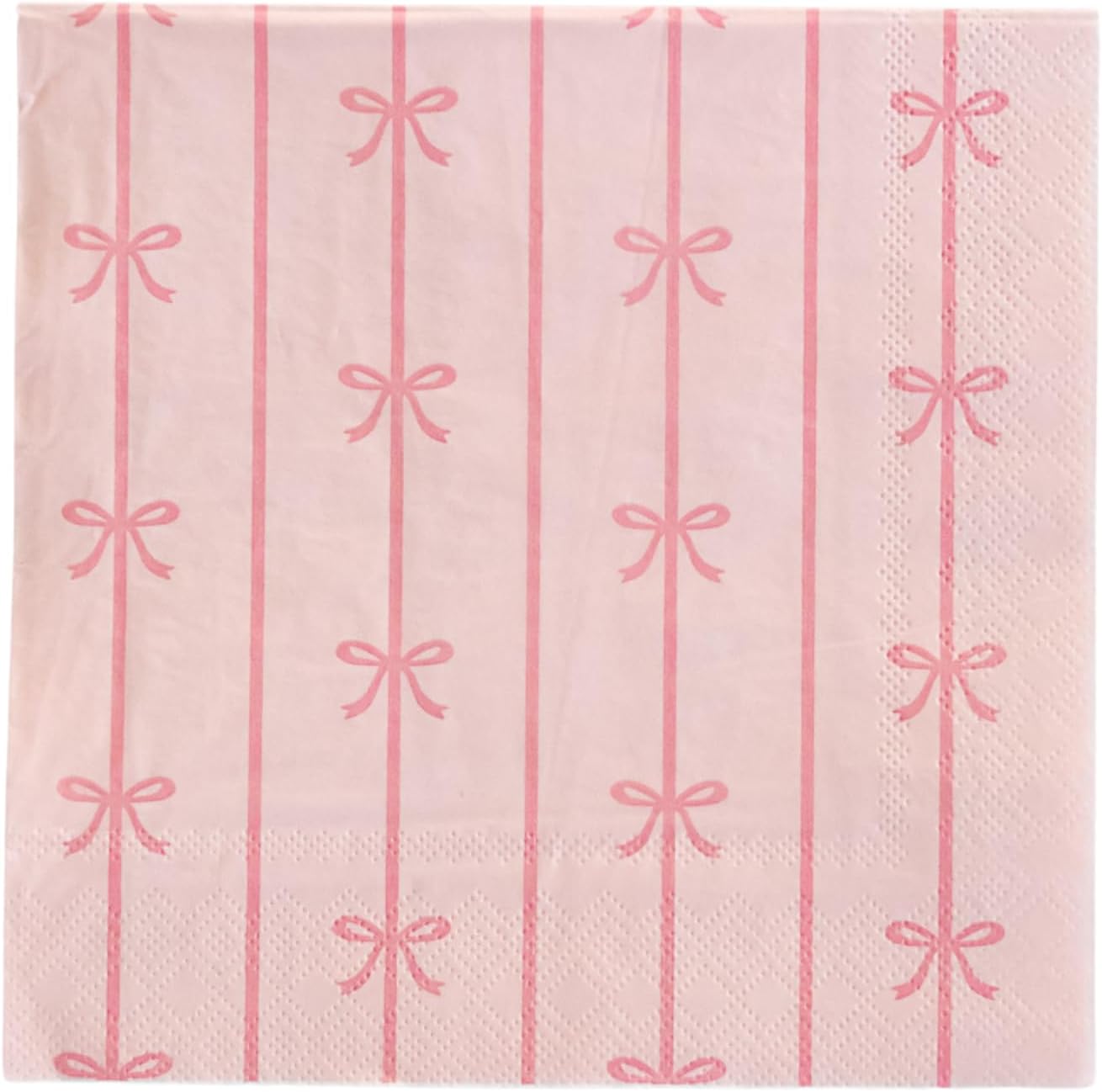 Light Pink Signature Bow Large Paper Napkins | 3-Ply Napkin for Birthdays & Holidays | Party Table Decor | Party Supplies Decorations | Pack of 20, 6.5" Folded