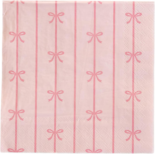 Light Pink Signature Bow Large Paper Napkins | 3-Ply Napkin for Birthdays & Holidays | Party Table Decor | Party Supplies Decorations | Pack of 20, 6.5" Folded