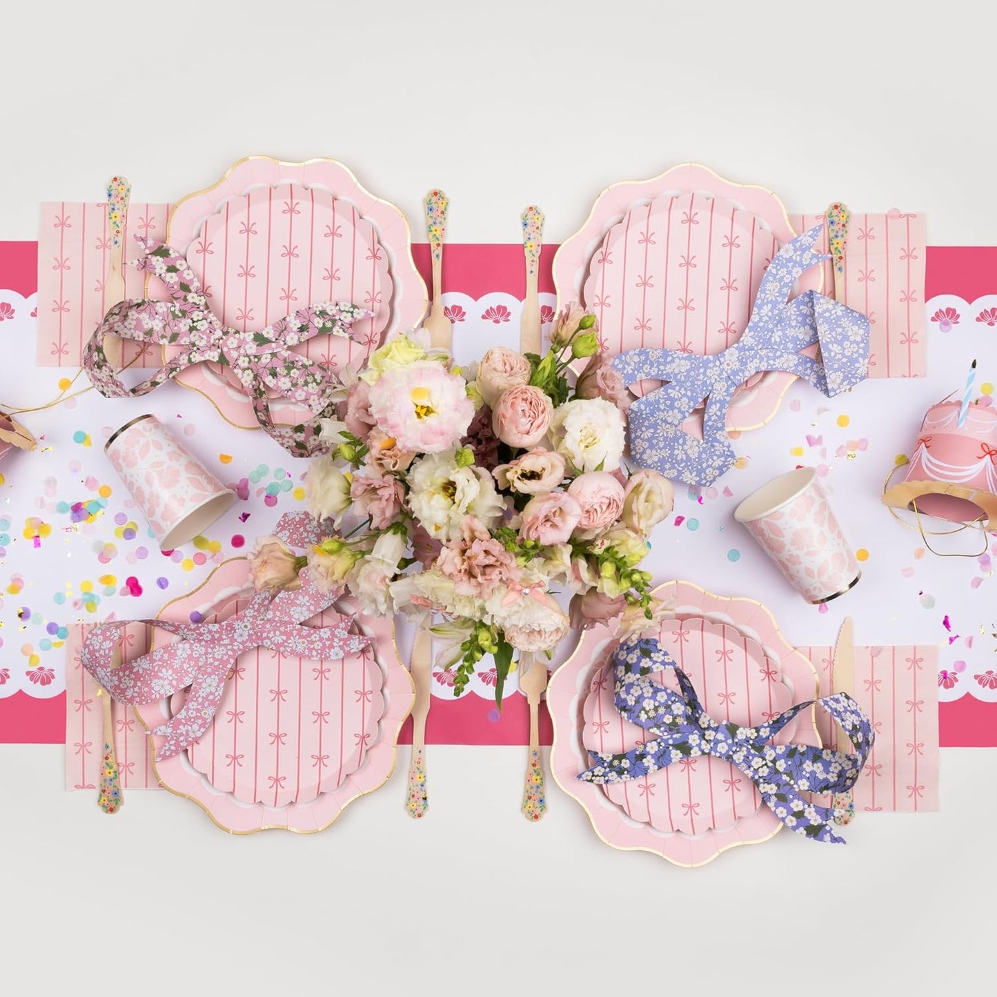 Light Pink Signature Bow Large Paper Napkins | 3-Ply Napkin for Birthdays & Holidays | Party Table Decor | Party Supplies Decorations | Pack of 20, 6.5" Folded