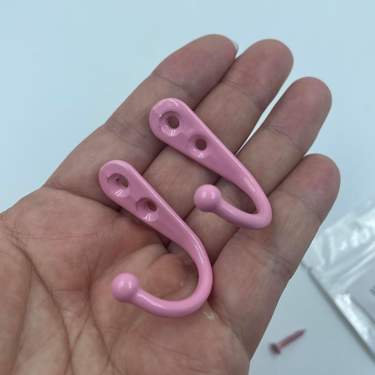 4 Pcs Wall Mounted Hooks for Bedroom,Bathroom,Kitchen,and Cabinet Hangers (with 8 Screws)-Pink