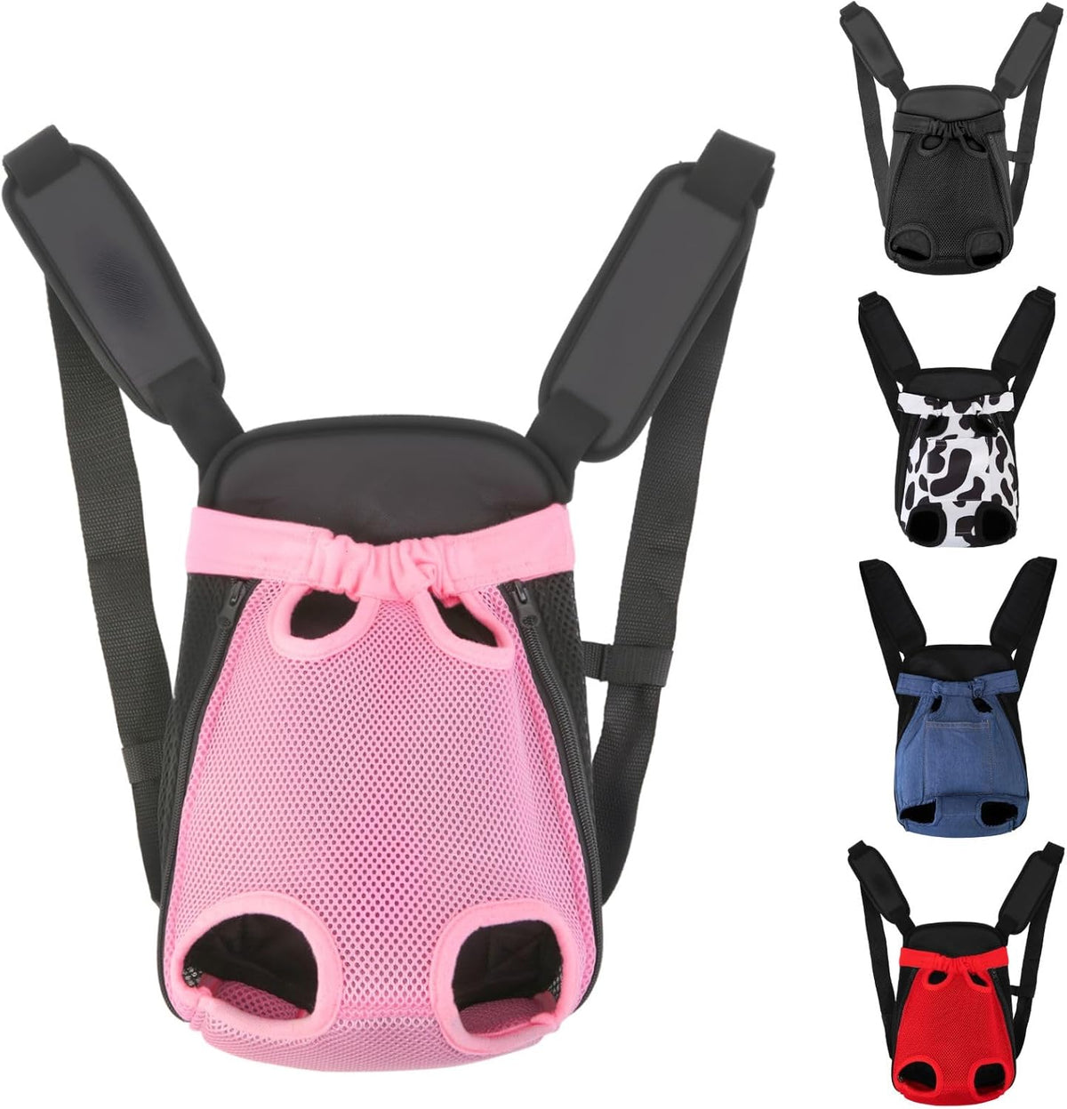 Dog Backpack Carrier/Cat Carrier, Adjustable Pet Front Carriers Travel Bag for Puppy Medium Dogs, Legs Out, Soft Ventilated Doggie Chest Carry Backpacks for Hiking/Camping, 2.5-4 lbs, Pink