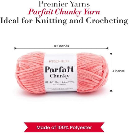 Premier Parfait Chunky Chenille Yarn 3 Pk Bundle with Markers (Coral)