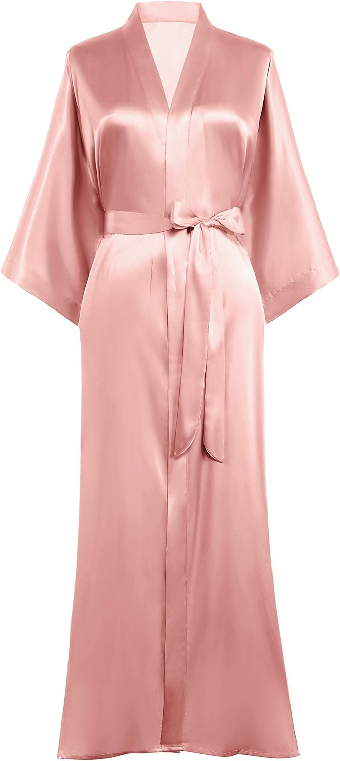 Satin Kimono Robes for Women Long Silky Wedding Bridesmaid Robe