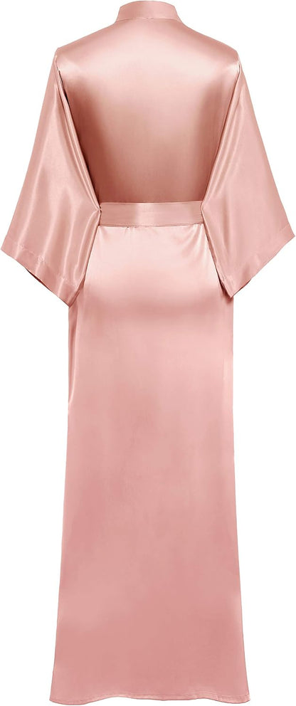 Satin Kimono Robes for Women Long Silky Wedding Bridesmaid Robe