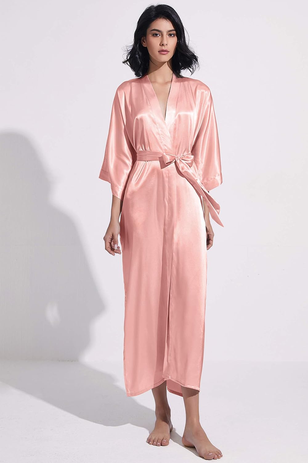 Satin Kimono Robes for Women Long Silky Wedding Bridesmaid Robe