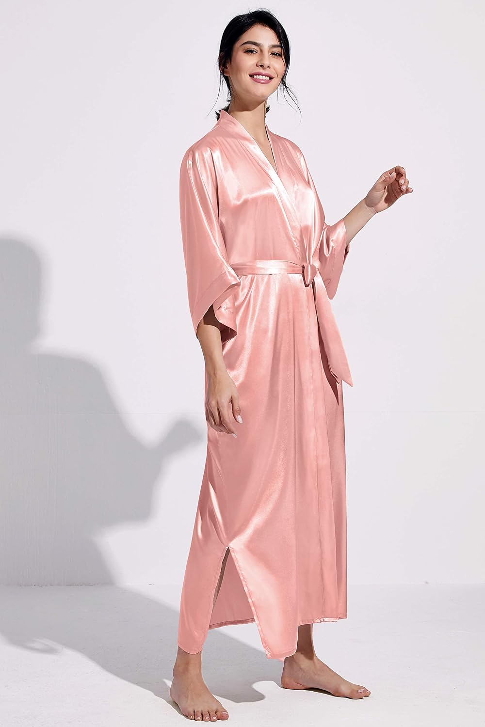 Satin Kimono Robes for Women Long Silky Wedding Bridesmaid Robe