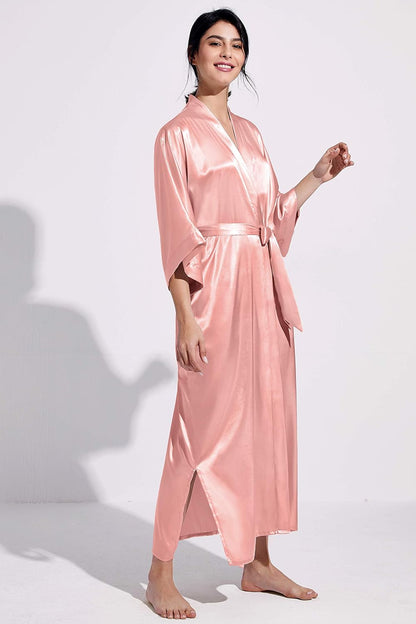 Satin Kimono Robes for Women Long Silky Wedding Bridesmaid Robe