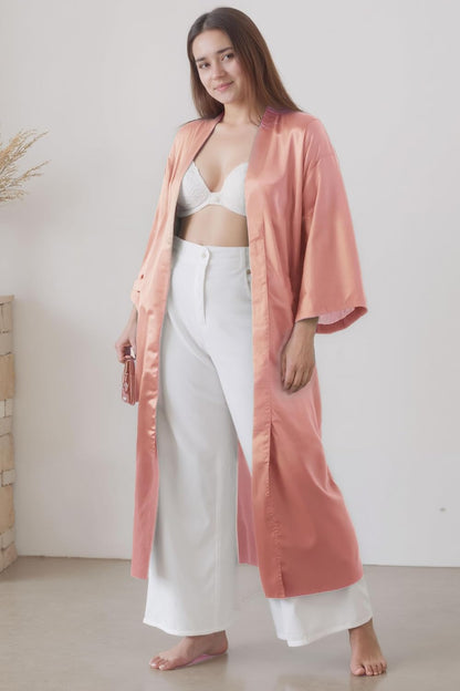 Satin Kimono Robes for Women Long Silky Wedding Bridesmaid Robe