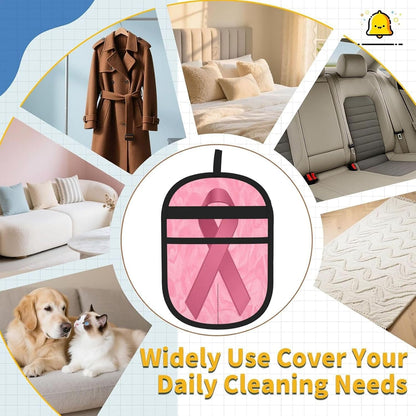 Breast Cancer Survivor Awareness Pink Ribbon Pet Hair Removal Glove Dogs Hair Remover Glove Cats Fur Removal Tool with Hanging Loop for Couch 6.7X9.5 in