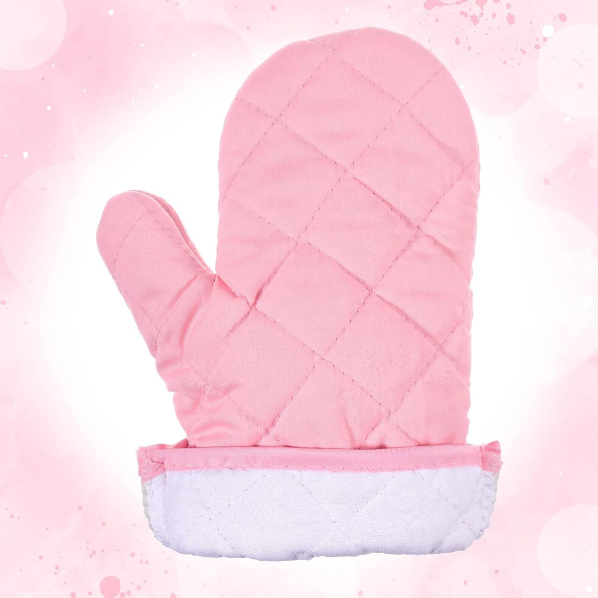 Oven Mitts and Pot Holders Sets, 2 Pcs Heat Resistant 500 °F, Extra Thicken Long Kitchen Cotton Oven Mitt Pot Holder for Cooking Baking Grilling (Pink)