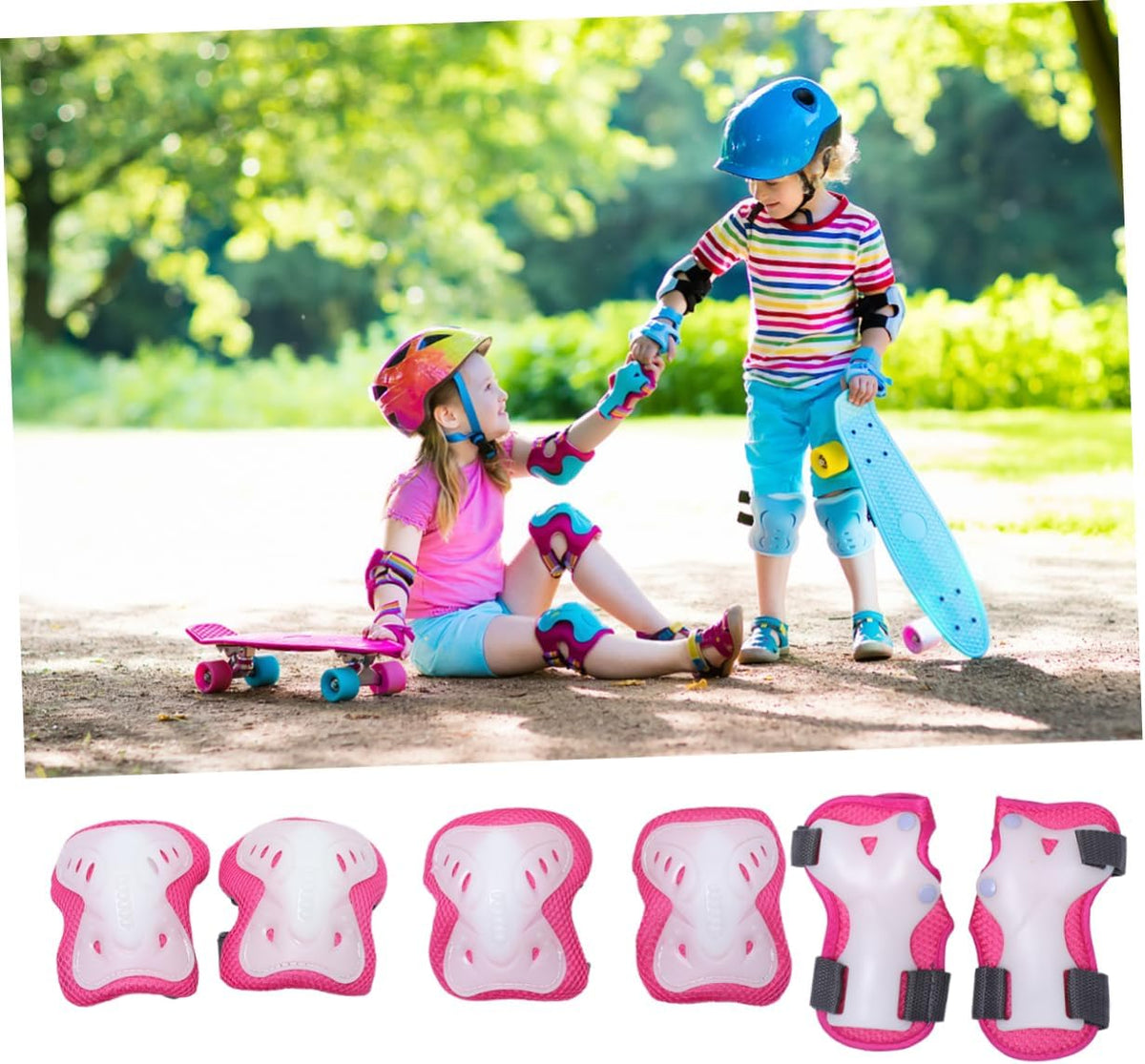 6Pcs Kid Skating Sliding Plate Protectors for Girls Boys, Pink
