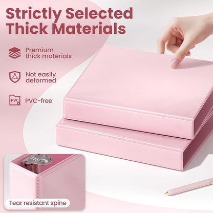 3 Ring Binder, 1 Inch D Ring, Clear View PVC-Free (Fit 8.5x11 Inches), Pink, 1 Pack
