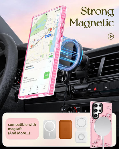 for Samsung Galaxy S25 Ultra Case for Women, Peach Blossom