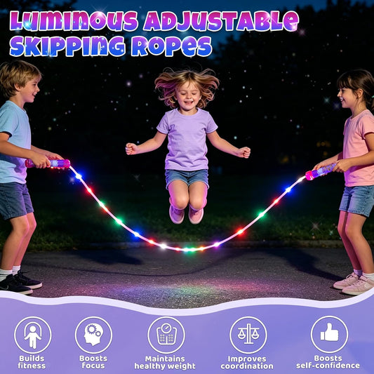 Light Up Jump Rope, LED Jump Rope for Kids Boys Girls Women Jumping Fitness, Tangle-Free Jumping Rope with Adjustable Size & Colorful Lights, Glow in The Dark Party Supplies Outdoor Indoor Exercise