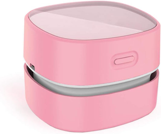 Desktop Vacuum Cleaner,Mini Table dust Sweeper Energy Saving,High Endurance up to 400 mins,Cordless&360º Rotatable Design for Cleaning Hairs,Crumbs,Computer Keyboard (Pink Charging)