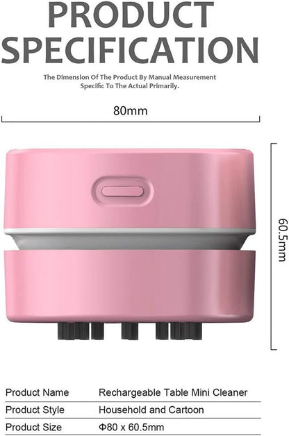 Desktop Vacuum Cleaner,Mini Table dust Sweeper Energy Saving,High Endurance up to 400 mins,Cordless&360º Rotatable Design for Cleaning Hairs,Crumbs,Computer Keyboard (Pink Charging)