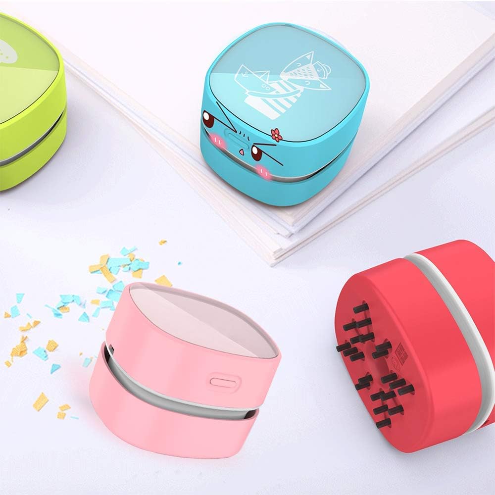 Desktop Vacuum Cleaner,Mini Table dust Sweeper Energy Saving,High Endurance up to 400 mins,Cordless&360º Rotatable Design for Cleaning Hairs,Crumbs,Computer Keyboard (Pink Charging)