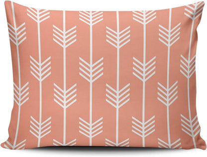Decorative Pillowcases Coral and White Modern Arrow Fletching Pattern Peach Customizable Cushion Rectangle Boudoir Size 12x20 inch Throw Pillow Cover Case Hidden Zipper One Side Design Printed