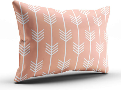 Decorative Pillowcases Coral and White Modern Arrow Fletching Pattern Peach Customizable Cushion Rectangle Boudoir Size 12x20 inch Throw Pillow Cover Case Hidden Zipper One Side Design Printed