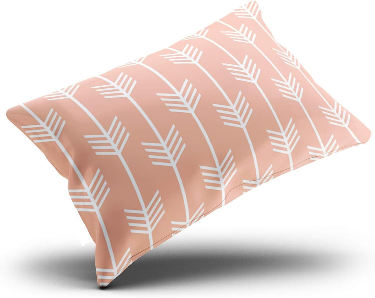 Decorative Pillowcases Coral and White Modern Arrow Fletching Pattern Peach Customizable Cushion Rectangle Boudoir Size 12x20 inch Throw Pillow Cover Case Hidden Zipper One Side Design Printed