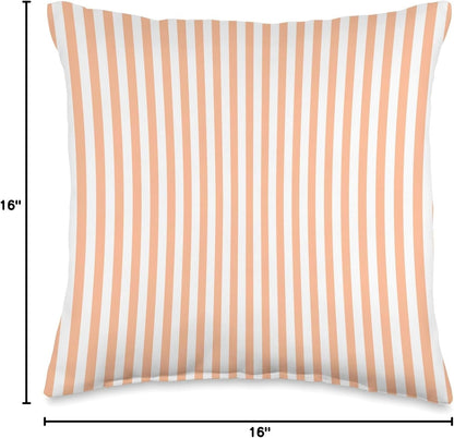 PEACH AND WHITE NARROW WIDTH STRIPES Throw Pillow