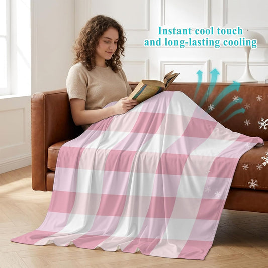 40"x60" Lap Cooling Blanket Pink Ice Silk Lightweight Breathable Soft Summer Blanket for Hot Sleepers Couch Bed Sofa Camping Plaid