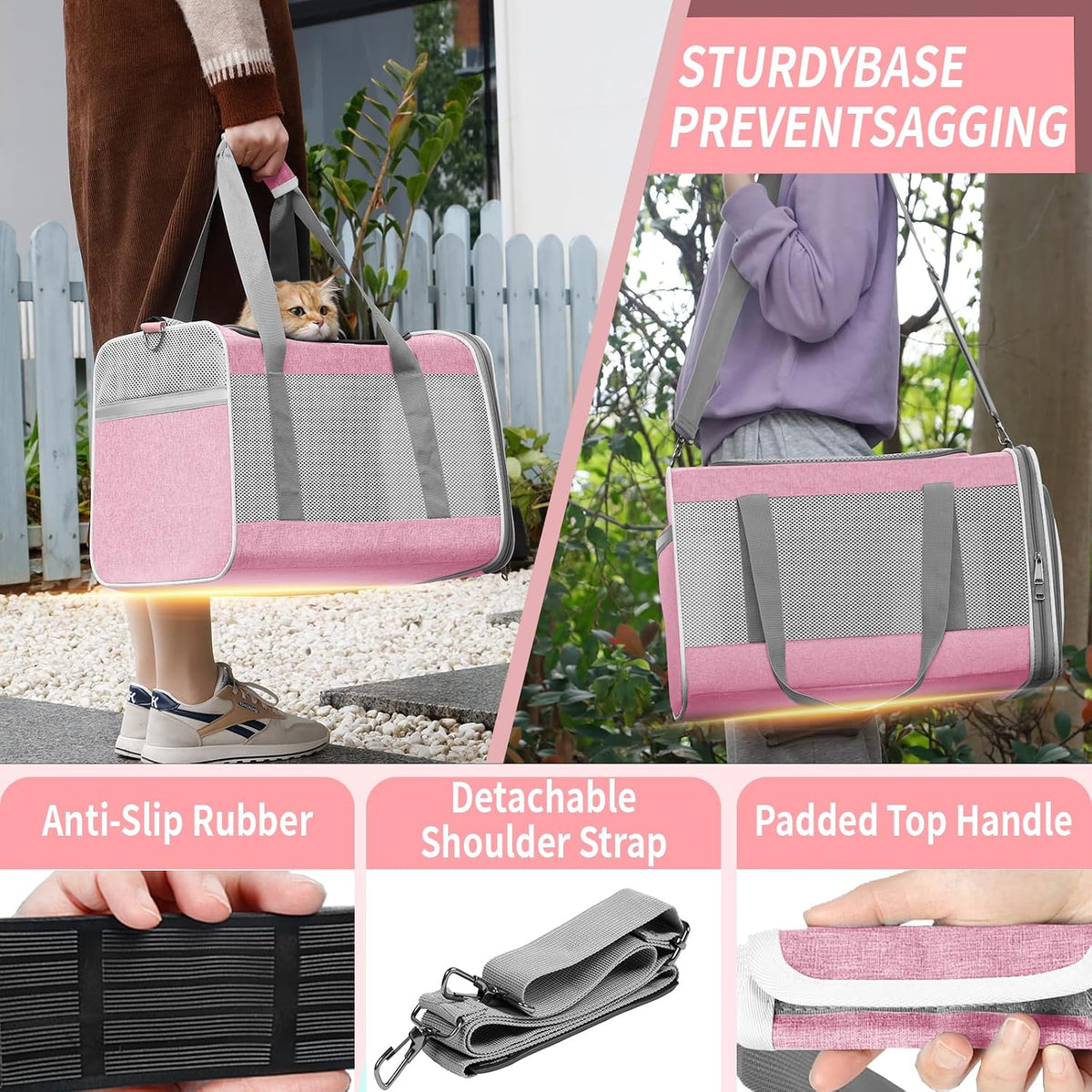 Large Cat Carrier Soft, Collapsible Travel Pet Carry Bag, Small Dogs