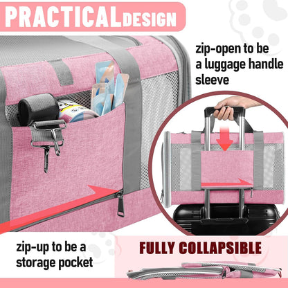 Large Cat Carrier Soft, Collapsible Travel Pet Carry Bag, Small Dogs