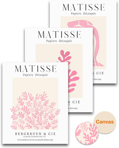 Unframed Matisse Pink Wall Art,12x16in Canvas Prints Set of 3