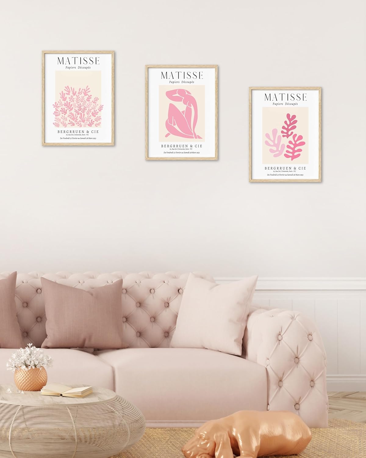 Unframed Matisse Pink Wall Art,12x16in Canvas Prints Set of 3