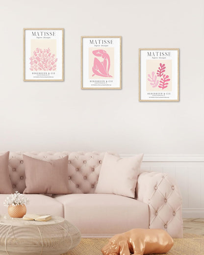 Unframed Matisse Pink Wall Art,12x16in Canvas Prints Set of 3