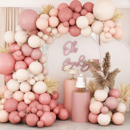 Retro Blush Pink Balloon Arch Kit Boho Pastel Pink Balloons Party Decor