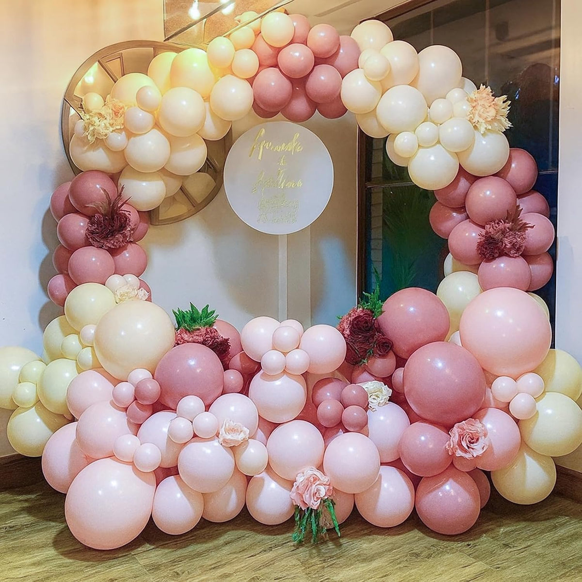 Retro Blush Pink Balloon Arch Kit Boho Pastel Pink Balloons Party Decor