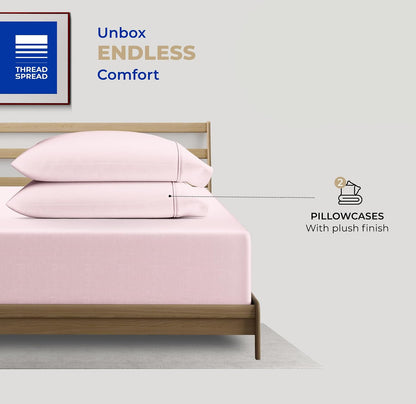 100% Cotton Pillow Cases Queen Size Set of 2 - Luxury 400 Thread Count Queen Pillow Cases (Blush), Soft Cooling Breathable Hotel Cotton Pillowcases, Fits Standard Pillows