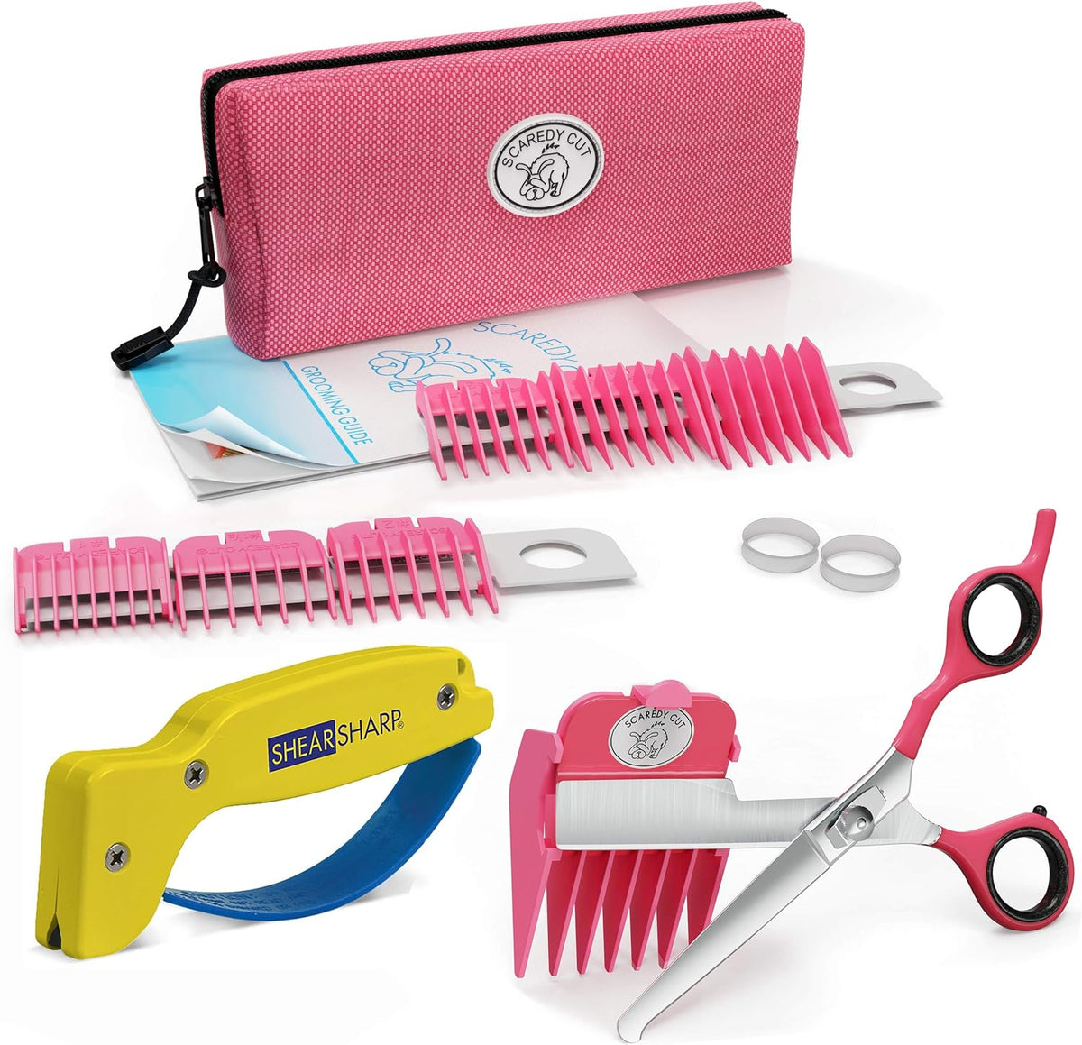 No Buzz Clipper + Sharpener Silent Home Pet Grooming Kit, Pink, Right-Handed