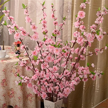10PCS Artificial Cherry Blossom Branches Silk Spring Peach Blossom Fake Flowers Arrangements for Home Wedding Decoration