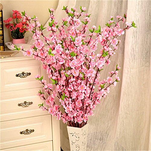 10PCS Artificial Cherry Blossom Branches Silk Spring Peach Blossom Fake Flowers Arrangements for Home Wedding Decoration