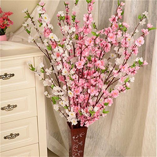 10PCS Artificial Cherry Blossom Branches Silk Spring Peach Blossom Fake Flowers Arrangements for Home Wedding Decoration