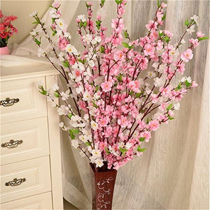 10PCS Artificial Cherry Blossom Branches Silk Spring Peach Blossom Fake Flowers Arrangements for Home Wedding Decoration