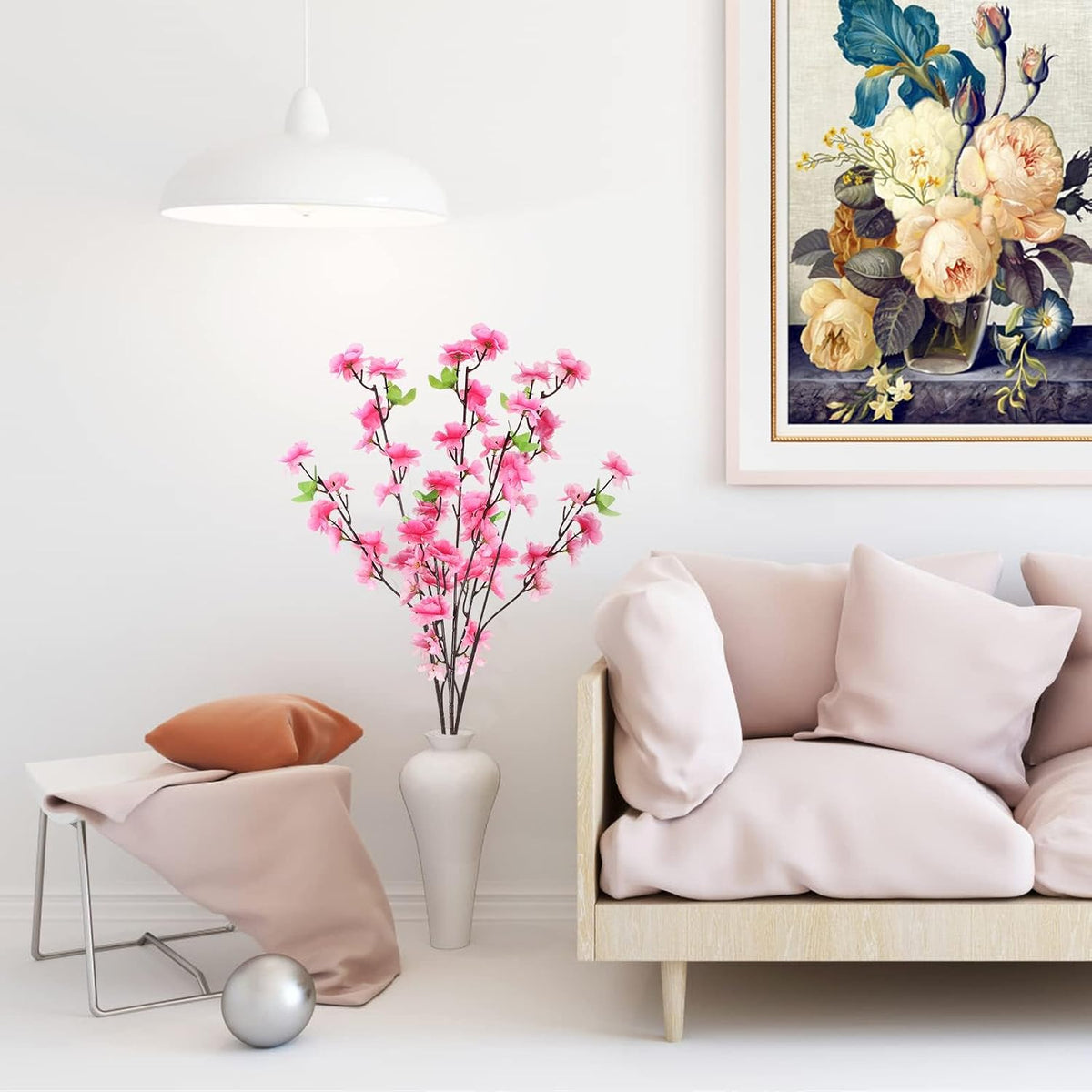 10PCS Artificial Cherry Blossom Branches Silk Spring Peach Blossom Fake Flowers Arrangements for Home Wedding Decoration