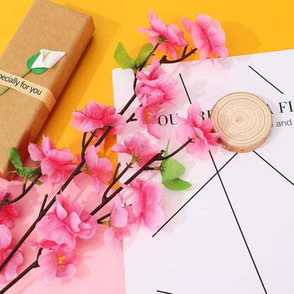 10PCS Artificial Cherry Blossom Branches Silk Spring Peach Blossom Fake Flowers Arrangements for Home Wedding Decoration