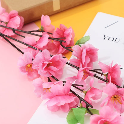 10PCS Artificial Cherry Blossom Branches Silk Spring Peach Blossom Fake Flowers Arrangements for Home Wedding Decoration