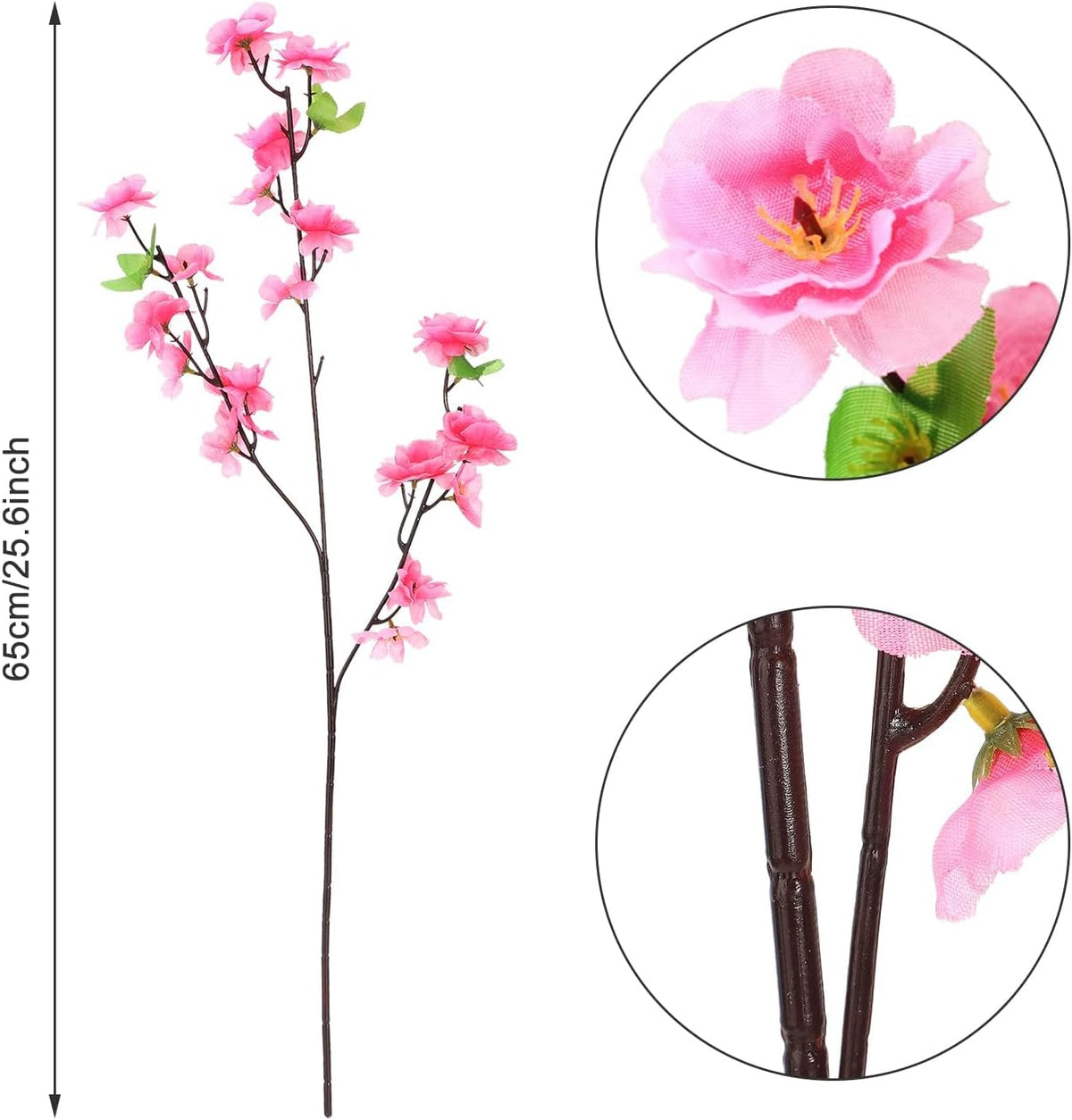 10PCS Artificial Cherry Blossom Branches Silk Spring Peach Blossom Fake Flowers Arrangements for Home Wedding Decoration