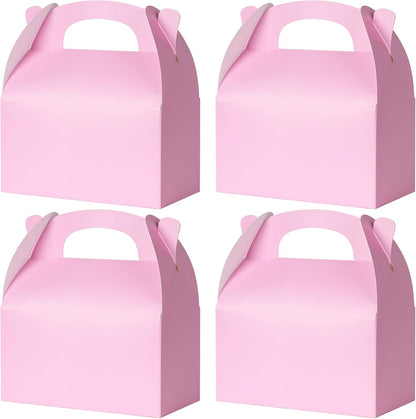 24 Pcs Pink Party Favor Treat Boxes, Pink Paper Candy Gift Gable Boxes for Party Favors, Goodie Box for Birthday Wedding Spring Baby Shower Parties Supplies Decorations, 6 x 3.5 x 3 Inches