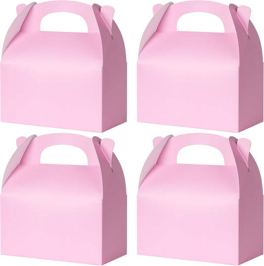 24 Pcs Pink Party Favor Treat Boxes, Pink Paper Candy Gift Gable Boxes for Party Favors, Goodie Box for Birthday Wedding Spring Baby Shower Parties Supplies Decorations, 6 x 3.5 x 3 Inches